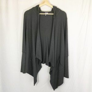 SPLENDID Draped Waffle-Knit Thermal Hoodie Small